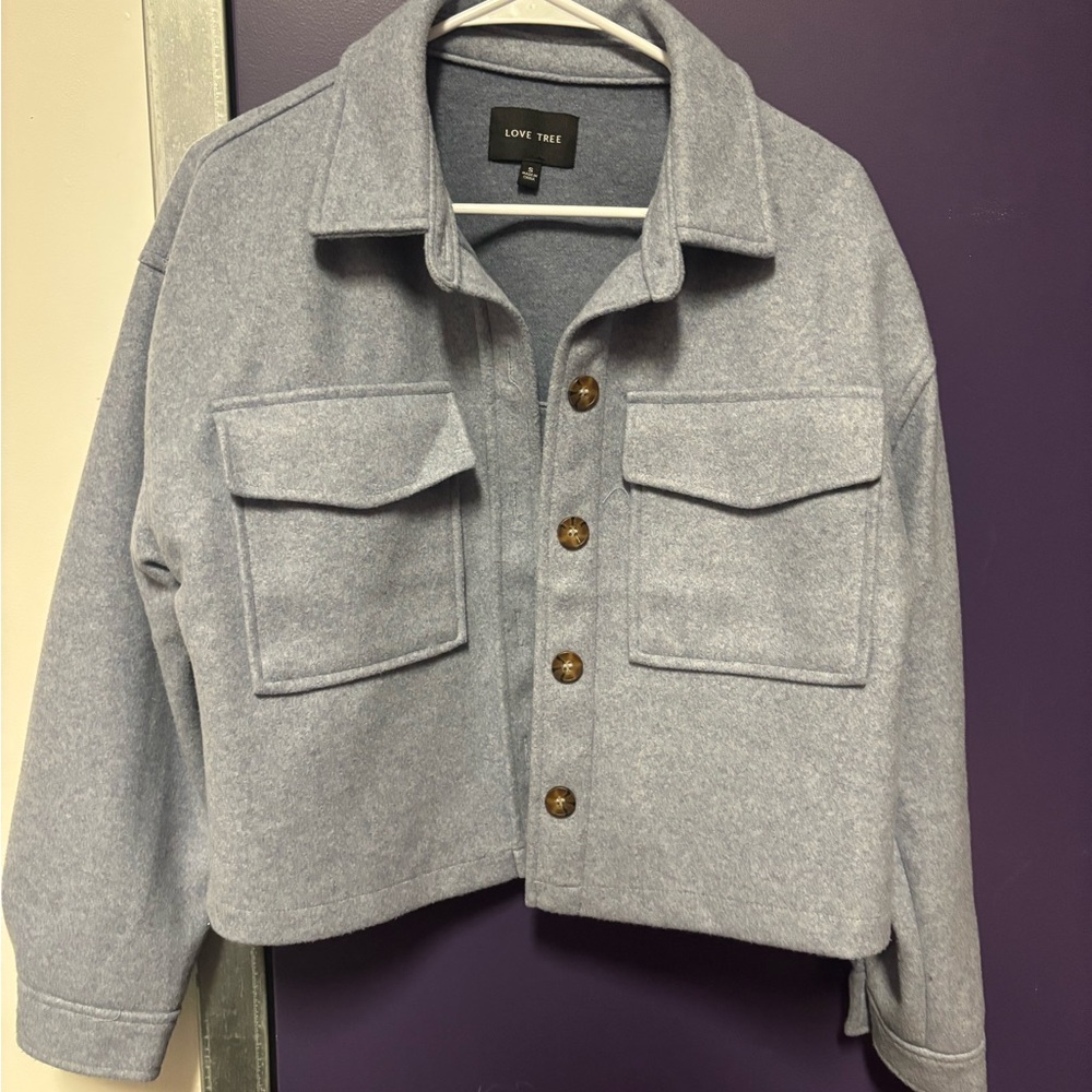 Love Tree Light Blue Button-Up Jacket